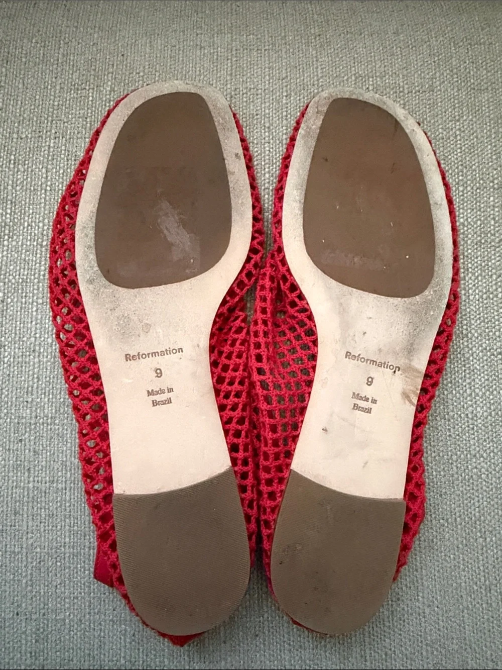 Reformation Britt Mesh Ballet Flat Red - Size 9